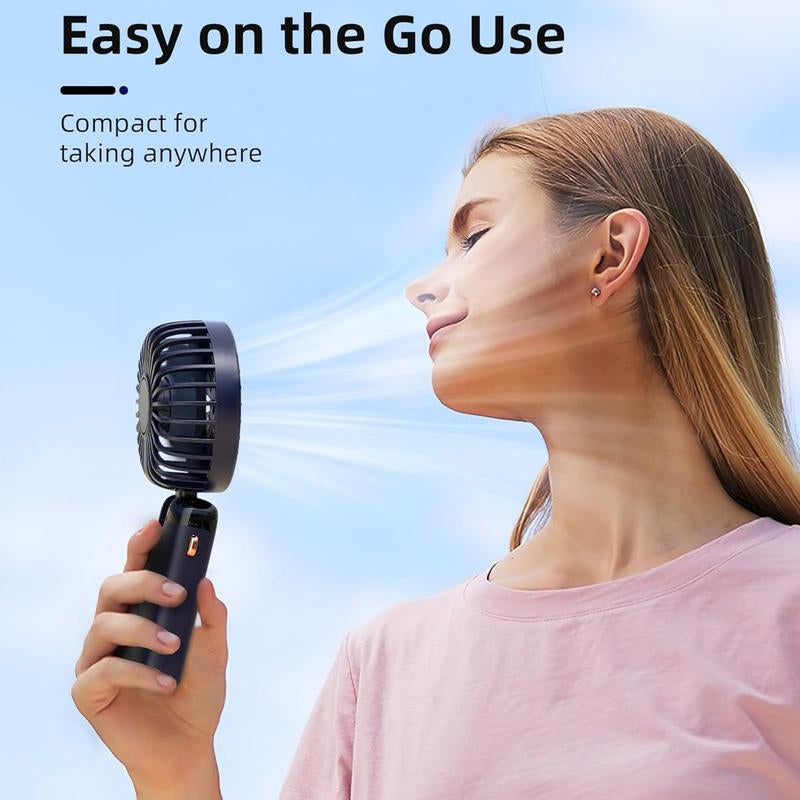 Koonie Portable Handheld Fan - Versatile Rechargeable Fan with 8-Hour Runtime, Digital Display, 5 Speed Settings, and Adjustable Design for Indoor and Outdoor Comfort