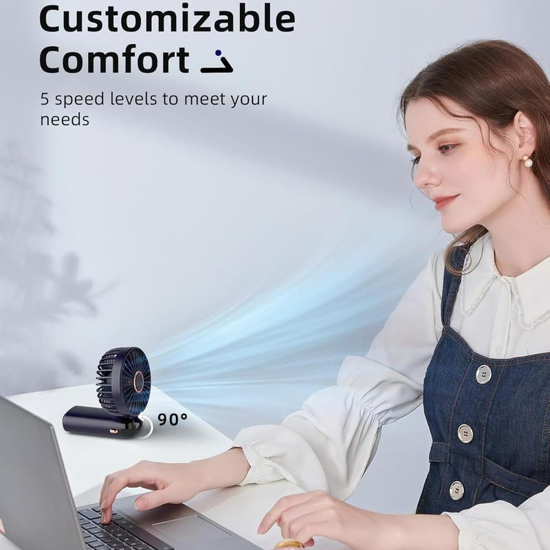 Koonie Portable Handheld Fan - Versatile Rechargeable Fan with 8-Hour Runtime, Digital Display, 5 Speed Settings, and Adjustable Design for Indoor and Outdoor Comfort