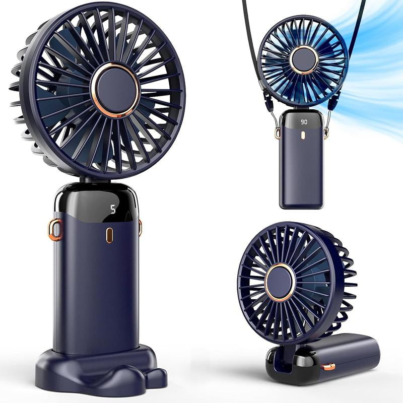 Koonie Portable Handheld Fan - Versatile Rechargeable Fan with 8-Hour Runtime, Digital Display, 5 Speed Settings, and Adjustable Design for Indoor and Outdoor Comfort